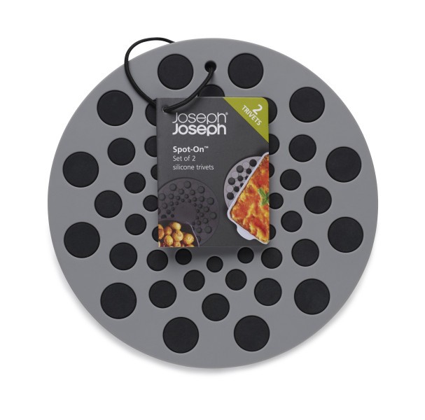 Spot-On Set of 2 Silicone Trivets (Round) - Grey - Joseph Joseph