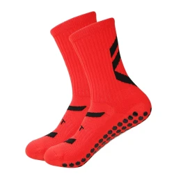 Non-slip Thickened Middle Football Shock-absorbing Wear-resistant Sports Socks Red