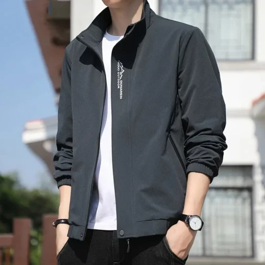 Men's Coat Stand Collar Casual Sports 9980 Dark Gray