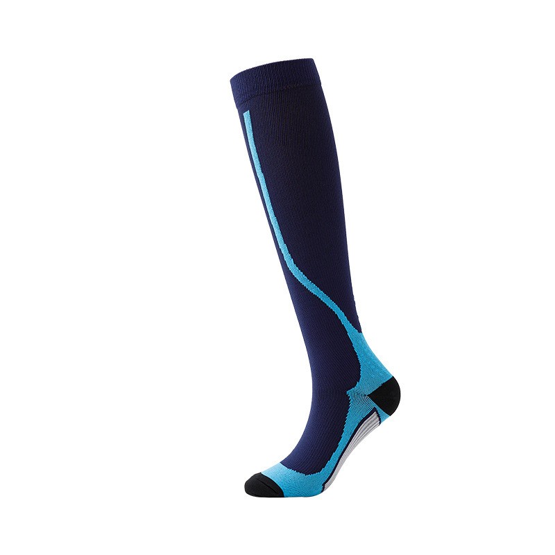 Men And Women Riding Leisure Sports Compression Stockings Dark Blue With Sky Blue