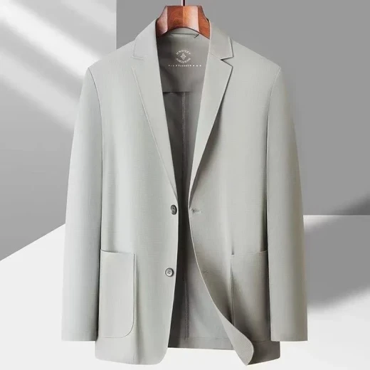 Summer Ice Silk Suit Men's Casual Sun-proof Light Coat Light Gray