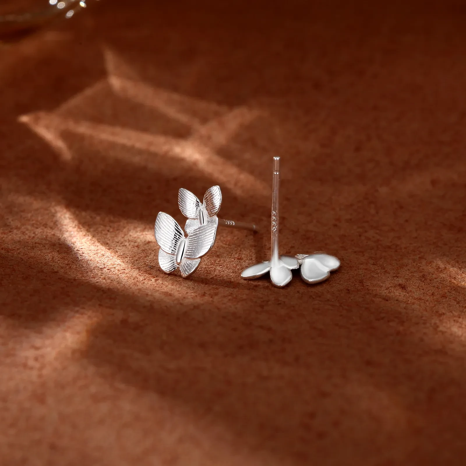 S999 Sterling Silver Pure Silver Butterfly Studs