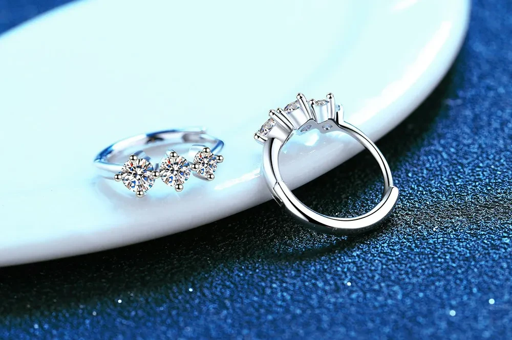 S925 Sterling Silver Plated Pt950 High-grade Ear Ring Moissanite Ear Studs