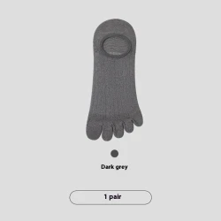 Five-finger Men's Summer Cotton Boneless Antibacterial Invisible Socks Dark Gray