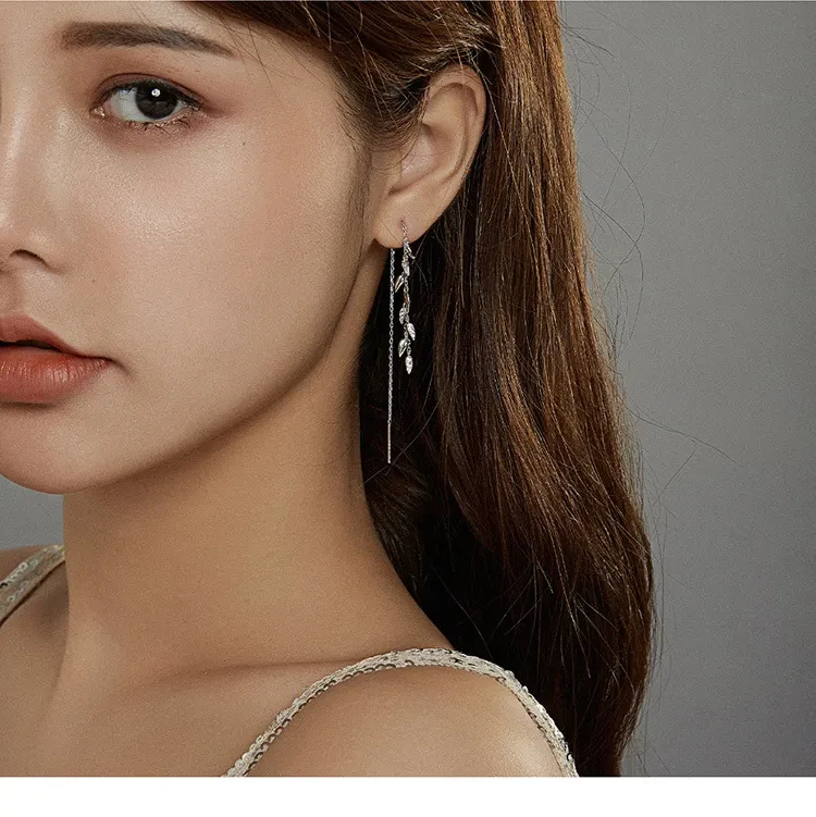 Shiny Wheat Sterling Silver S925 Earrings Fashion Women