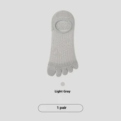 Five-finger Men's Summer Cotton Boneless Antibacterial Invisible Socks Light Grey