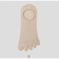 Modal Cotton Five-finger Ultra-thin Breathable Boat Socks Khaki