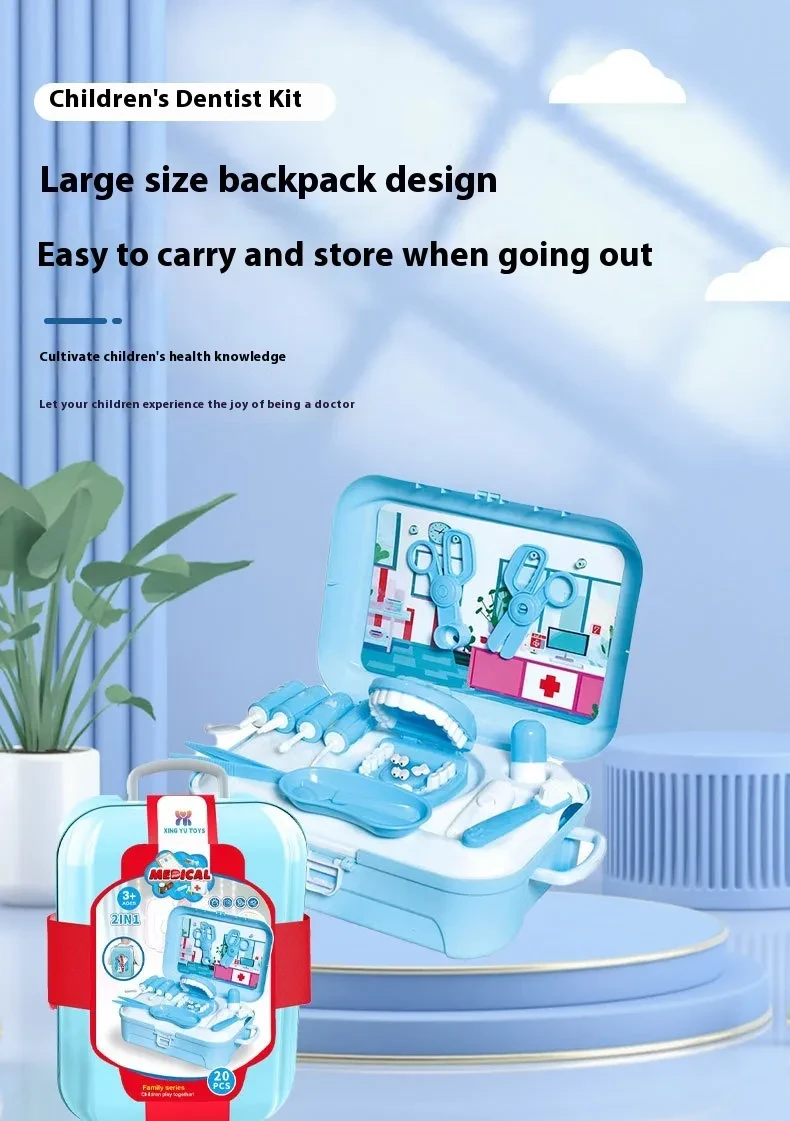 Toy Backpack Storage Box Two-in-one Children Play House Doctor Toy