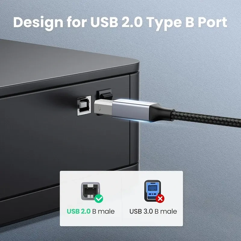 1pc SOOPII Nylon Braided USB-C to USB-B 2.0 Cable