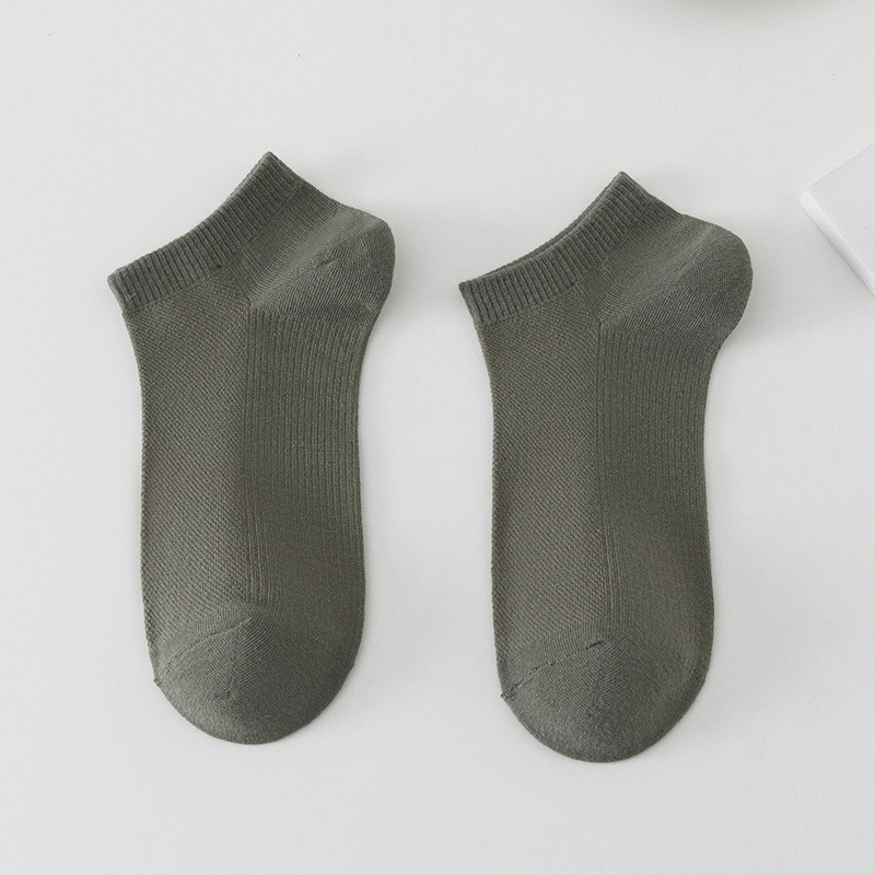 Solid Color Breathable Sweat Absorbing Simple Low-cut Polyester Boat Socks FCG5