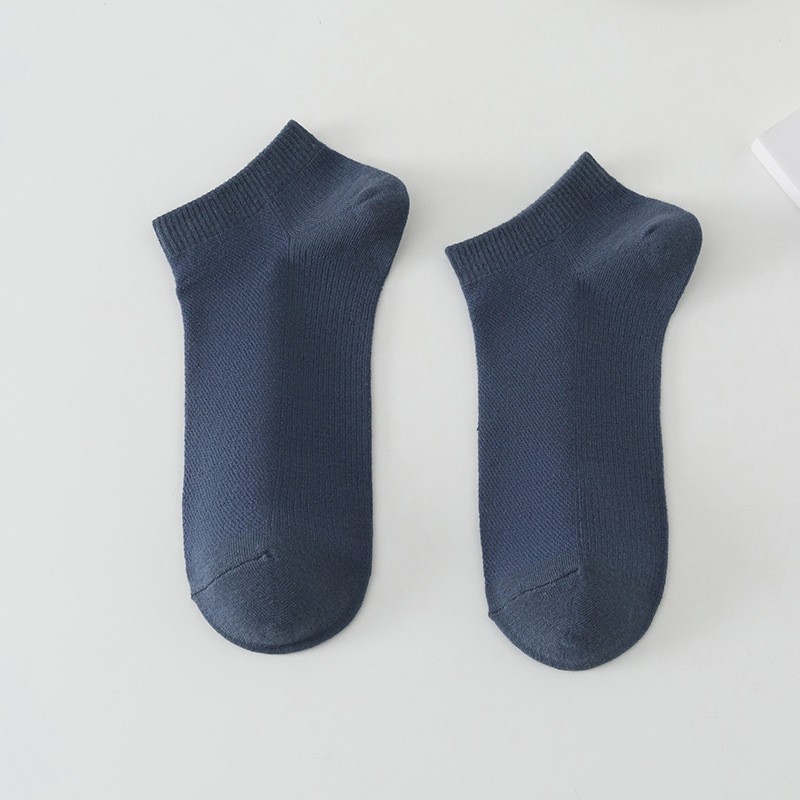 Solid Color Breathable Sweat Absorbing Simple Low-cut Polyester Boat Socks FCG6