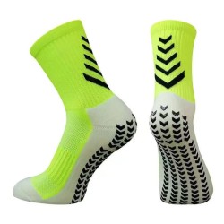 Men's Mid-calf Athletic Socks Socks For Running Non-slip Silicone Thickened Arrow Fluorescent Green