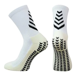 Men's Mid-calf Athletic Socks Socks For Running Non-slip Silicone Thickened Arrow White