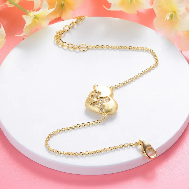 LOVANS 925 Sterling Silver Heart Charm Bracelet