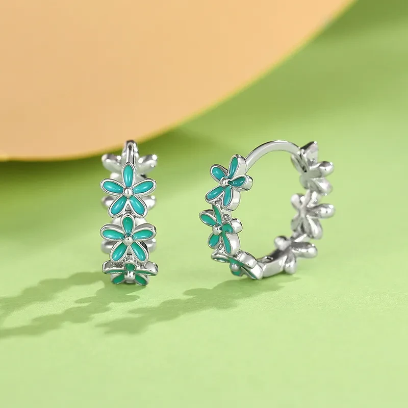 Flower Flower Earrings Female Drop Oil Design