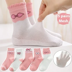 Children's Solid Color Short Socks LR637 Female Bow