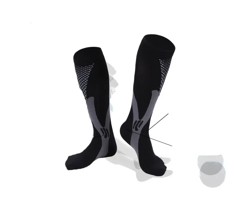 Nylon Men's And Women's Sports Muscle Strength Outdoor Football Compression Socks Doudou Version Black