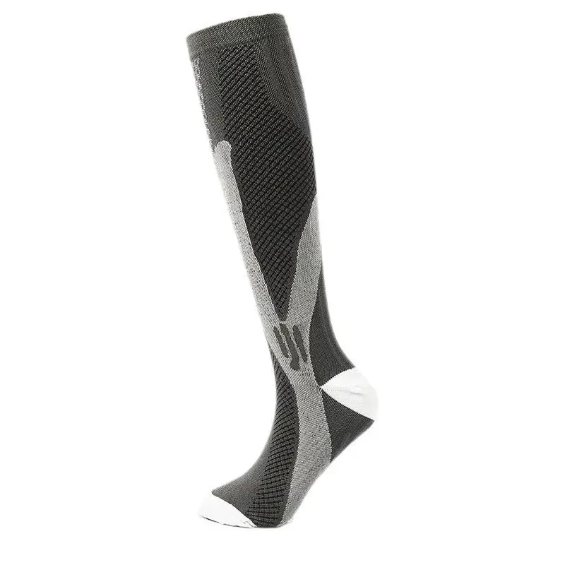 Nylon Men's And Women's Sports Muscle Strength Outdoor Football Compression Socks No Show Socks Gray