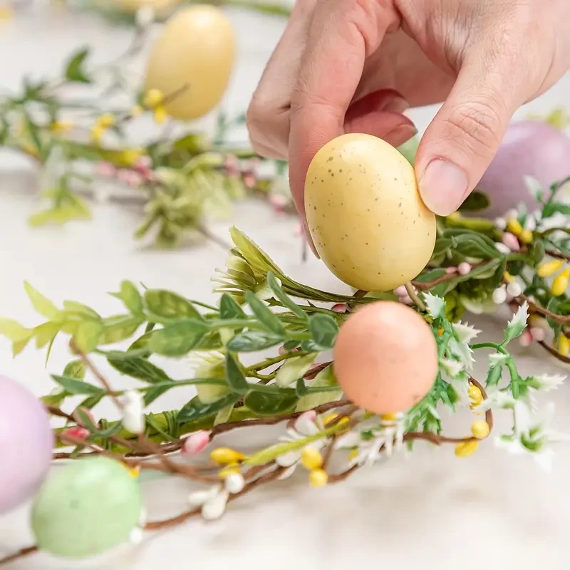 Rustic Spring Vine Wreath with Colorful Easter Eggs