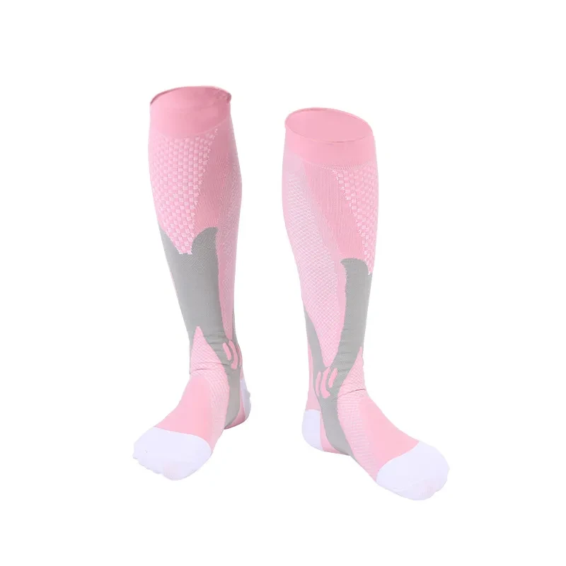 Nylon Men's And Women's Sports Muscle Strength Outdoor Football Compression Socks No Show Socks Pink