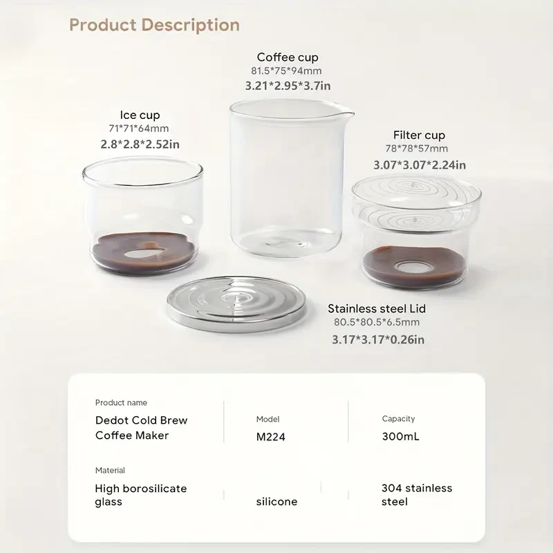 300ml High-Borosilicate Glass Cold Brew Coffee Dripper with Ice