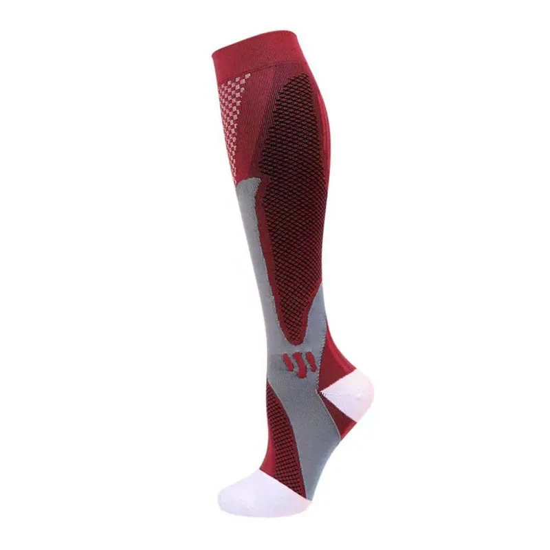 Nylon Men's And Women's Sports Muscle Strength Outdoor Football Compression Socks No Show Socks Red