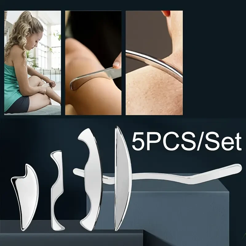 SALORIE 5pcs Stainless Steel Gua Sha Massage Set