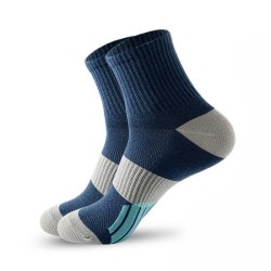 Men's Middle Tube Socks Color Matching Sports Basketball Socks Blue