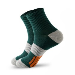 Men's Middle Tube Socks Color Matching Sports Basketball Socks Green