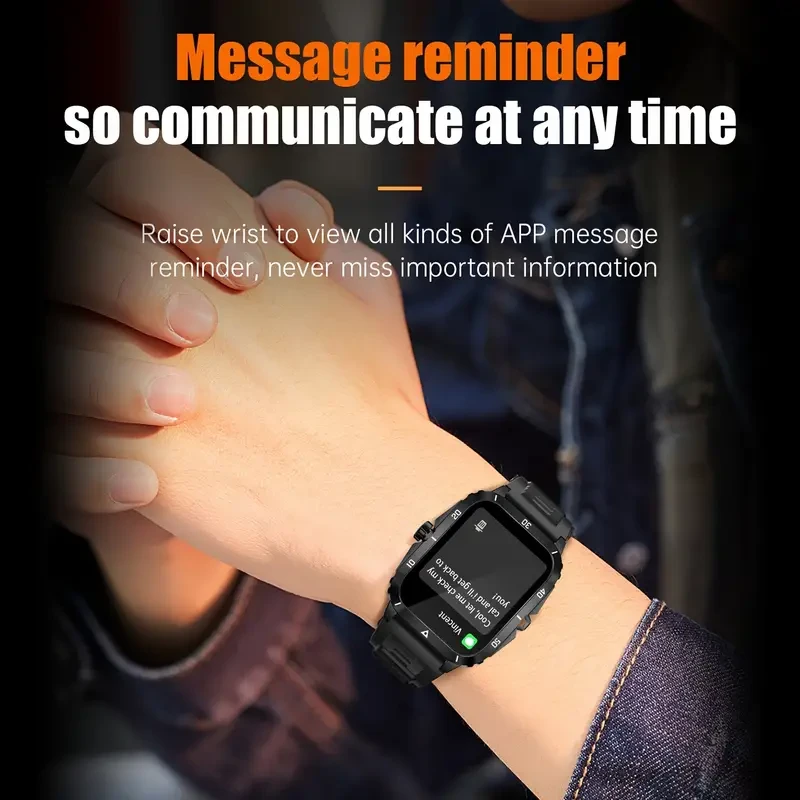 Advanced Men's Fitness Smartwatch - 1.96" IPS HD Screen, 430mAh Battery, Wireless Call, Music Control, Sleep Monitoring, Weather Forecast