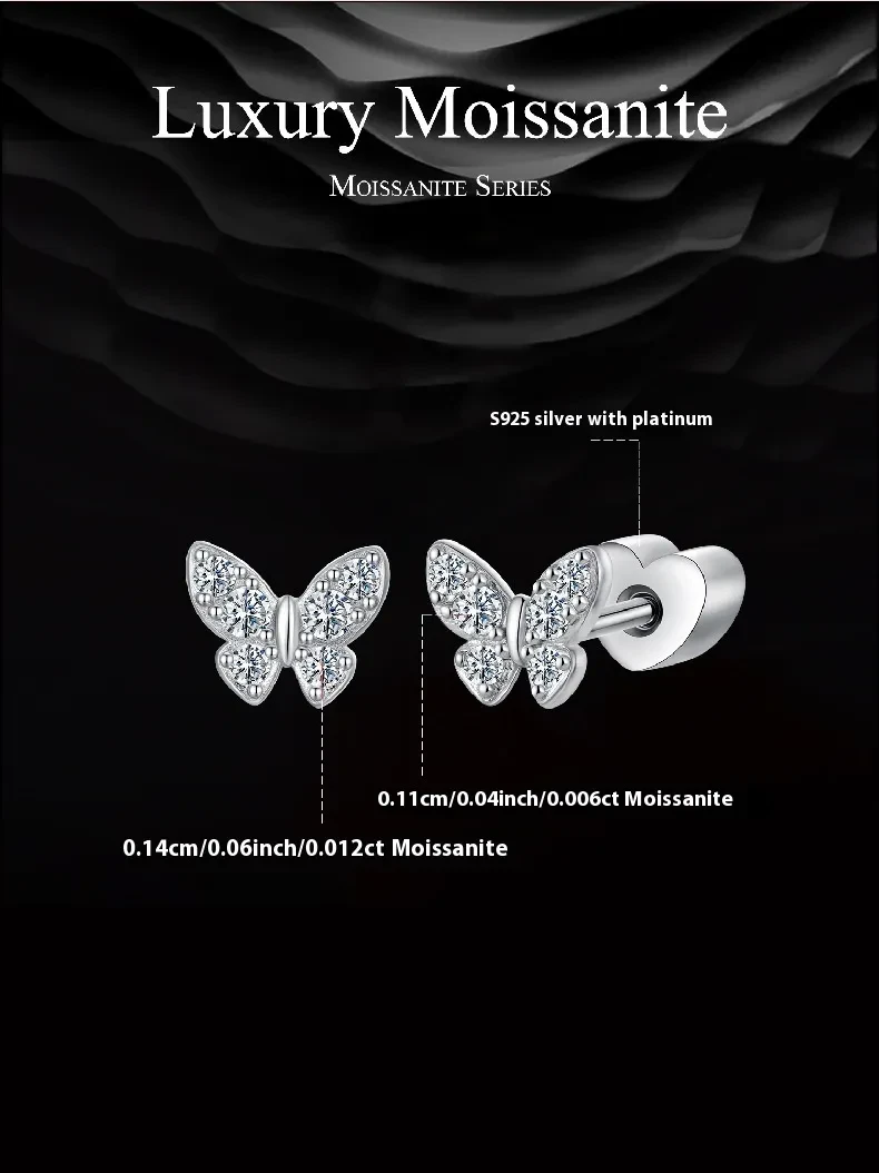 Original Exquisite Butterfly Moissanite Stud Earrings