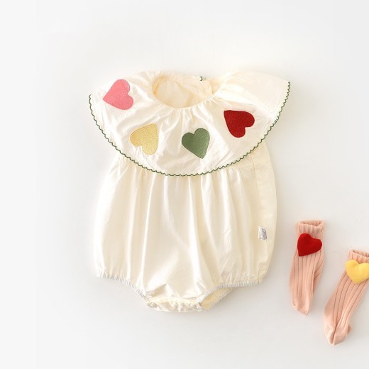 Girls' Sweet Loving Heart Lace One-piece Onesie