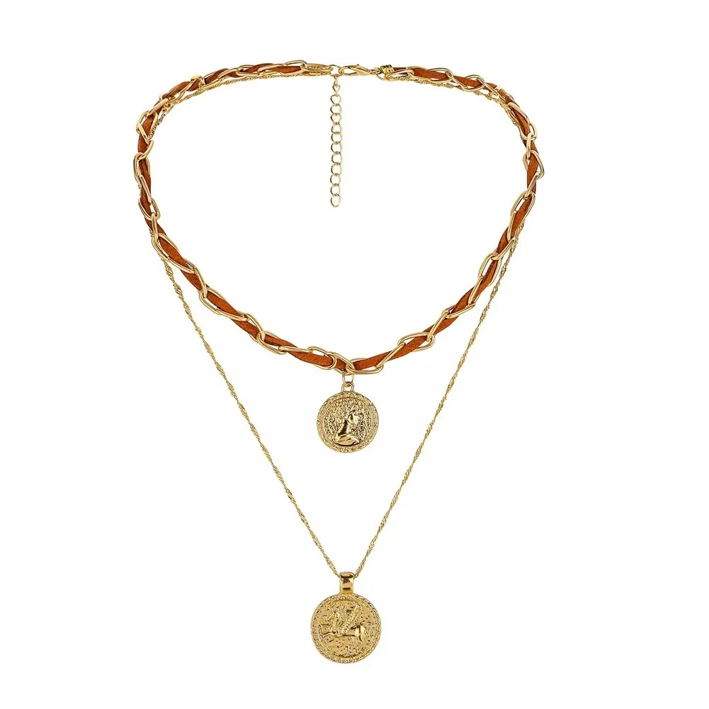 Chain Coin Pendant Portrait Pegasus Necklace