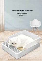 Semi-enclosed litter box