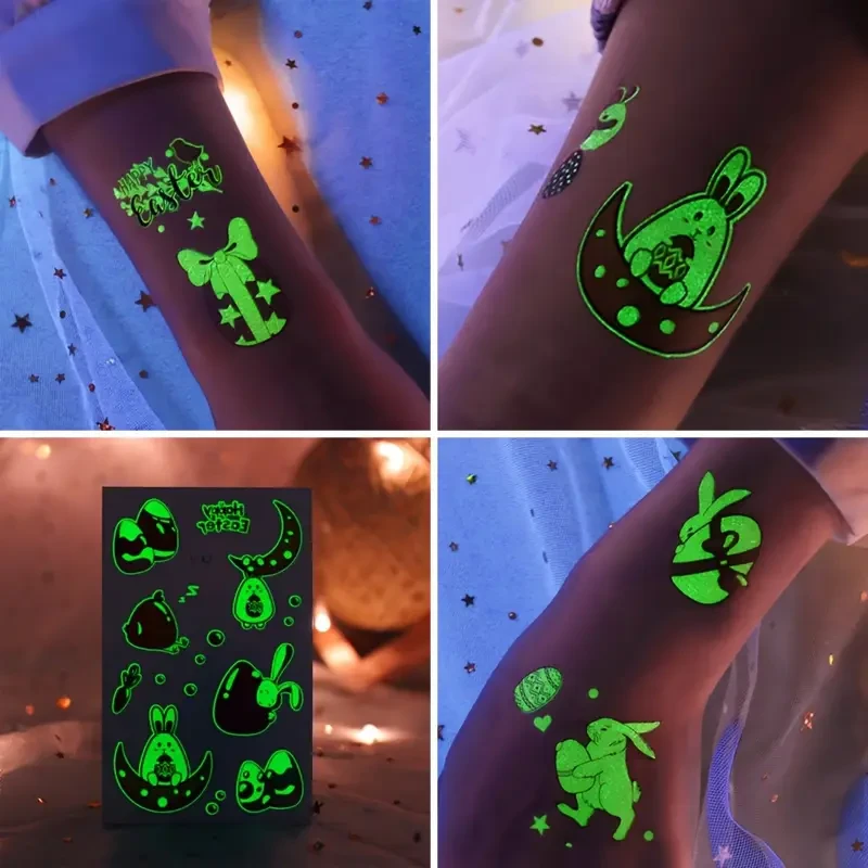 Sheets Glow-in-the-Dark Easter Temporary Tattoo Stickers