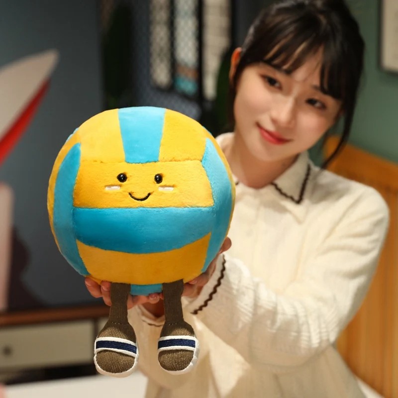 26cm Soft Sports Volleyball Plush Doll With Feet  Kawaii Decorative Gift Toy