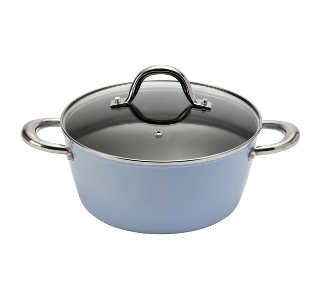Easycook Blue Non-stick Induction Casserole 24cm|3.78l with glass lid - Wiltshire
