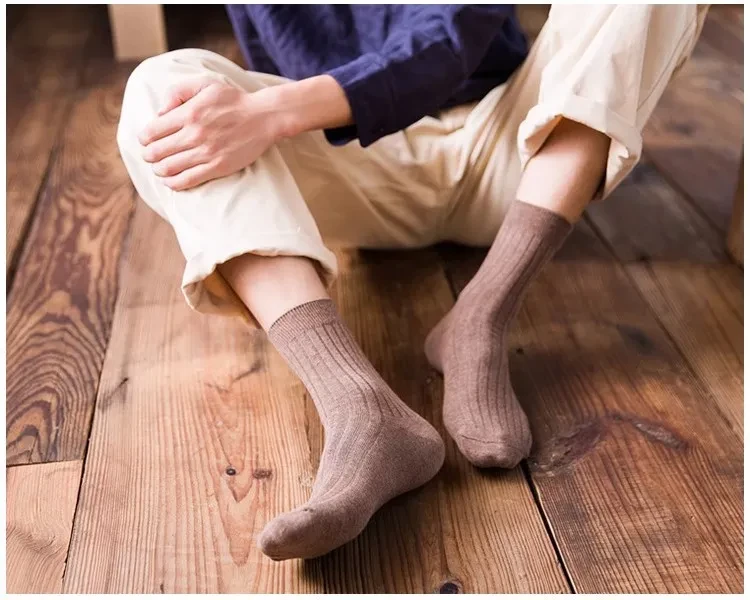 Fall Winter Men Summer Thin Socks Deep Coffee