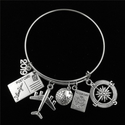 Alloy Bracelet TraAlloy Bracelet Travel Bracelet Compass Pendantvel Bracelet Compass Pendant