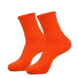 Mid-calf Combed Cotton Athletic Socks Sweat-absorbent Breathable High-pass Non-stuffy Men And Women Sports And Leisure Socks Orange