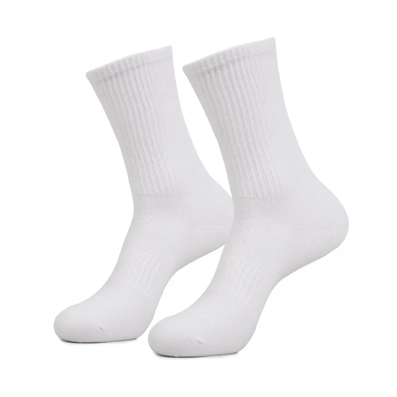 Mid-calf Combed Cotton Athletic Socks Sweat-absorbent Breathable High-pass Non-stuffy Men And Women Sports And Leisure Socks White
