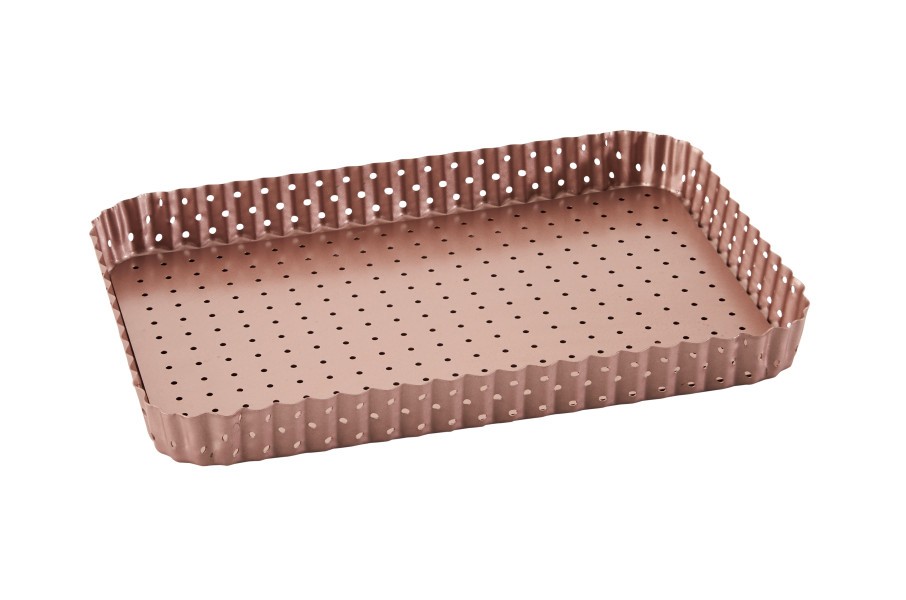 Rose Gold Perforated Large Rectangle Tart Pan  - Wiltshire