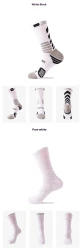 Men's Elite Trendy Contrast Color Long Tube Basketball Socks White and Black