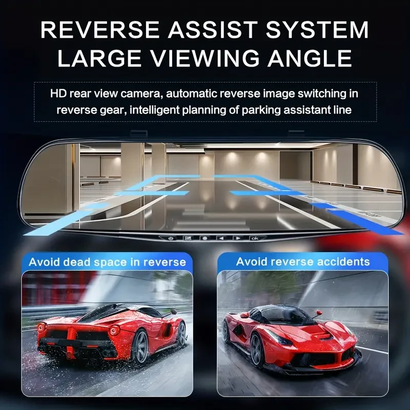 Yixingjia Car Driving Recorder Vehicle Front and Rear Dual Camera Recording Reversing Image HD Night Vision Wide Angle Installation Simple Mirror