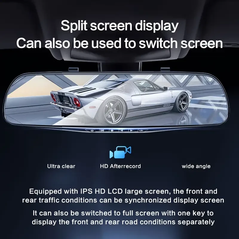Yixingjia Car Driving Recorder Vehicle Front and Rear Dual Camera Recording Reversing Image HD Night Vision Wide Angle Installation Simple Mirror