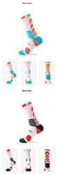 Men's Elite Trendy Contrast Color Long Tube Basketball Socks White Orange