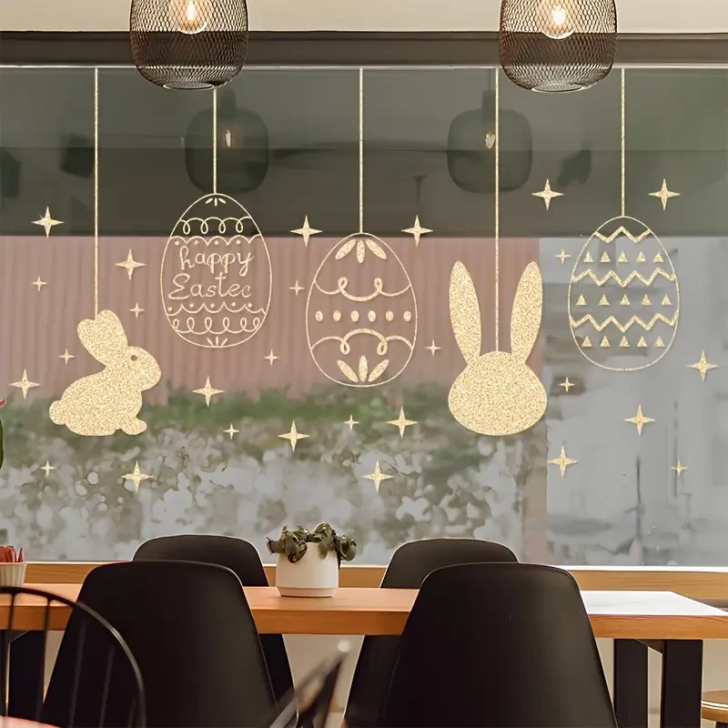 Golden Bunny & Starry Easter Window Clings