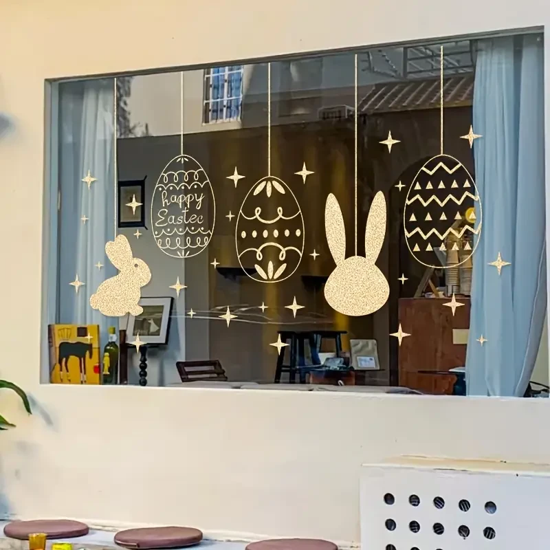 Golden Bunny & Starry Easter Window Clings