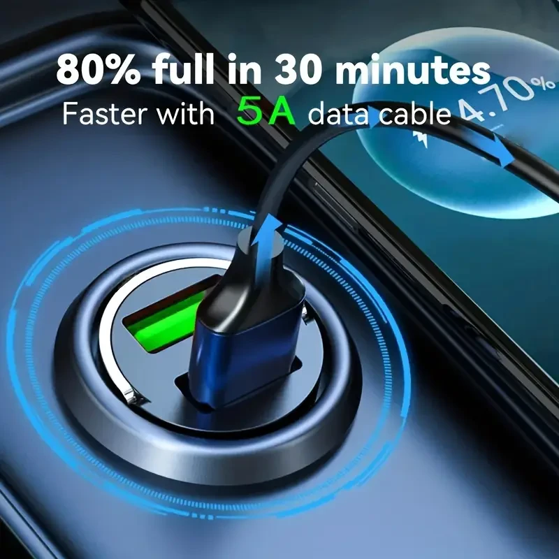 New Car-mounted Loop Mini Mobile Phone Car Charger PD + USB Fast Charging Hidden Flash Charge for Car Appliances