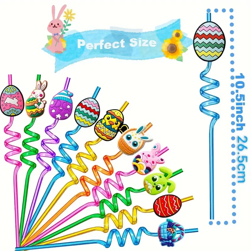 Easter Party Favors Easter Eggs Bunny Drinking Straws
